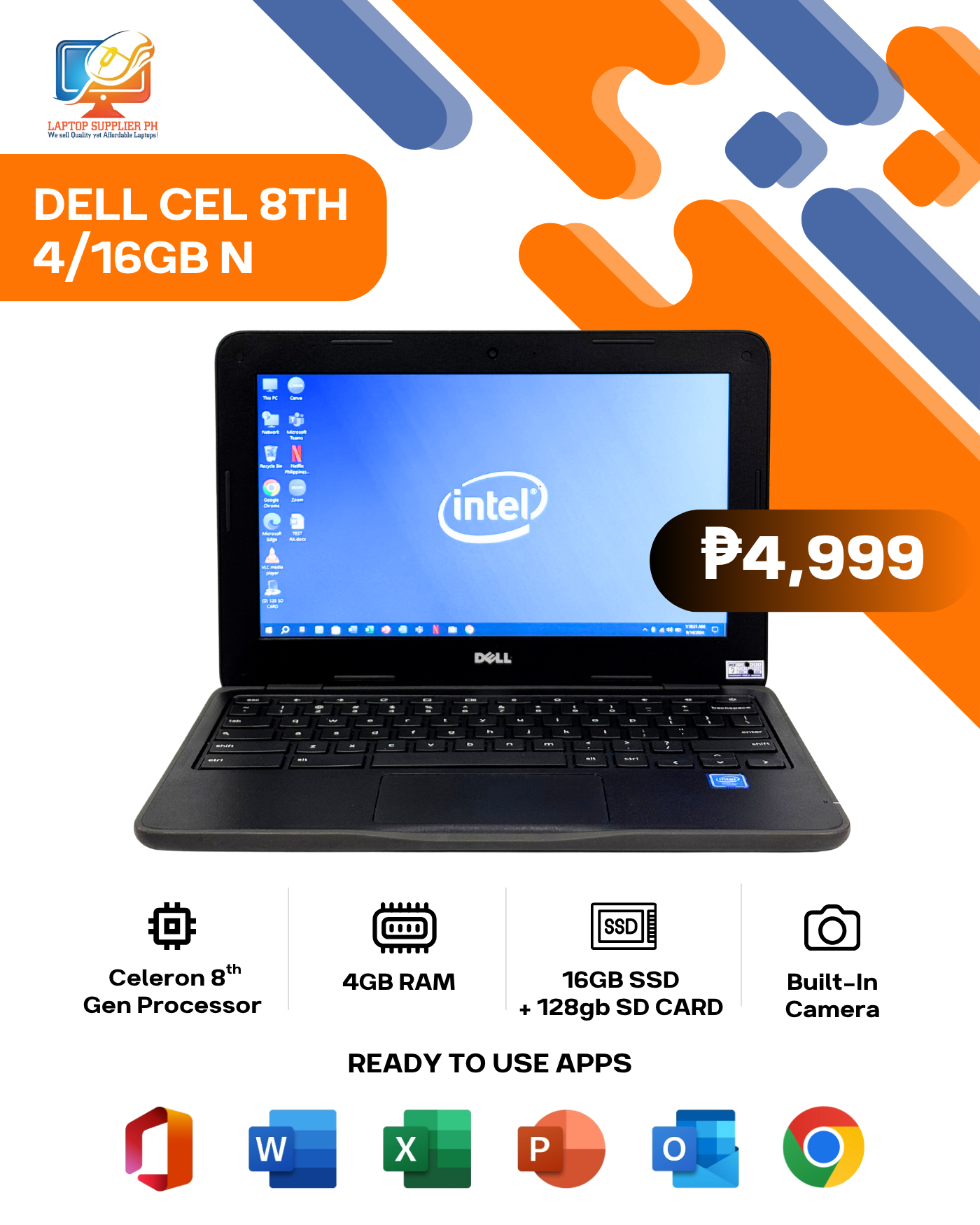 DELL CEL 8TH 4/16GB NETBOOK