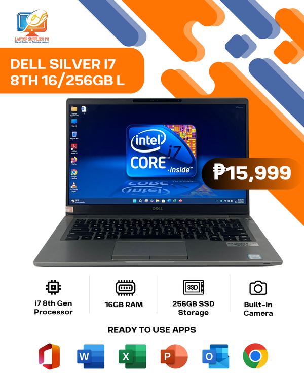 DELL SILVER I7 8TH 16/256GB LAPTOP