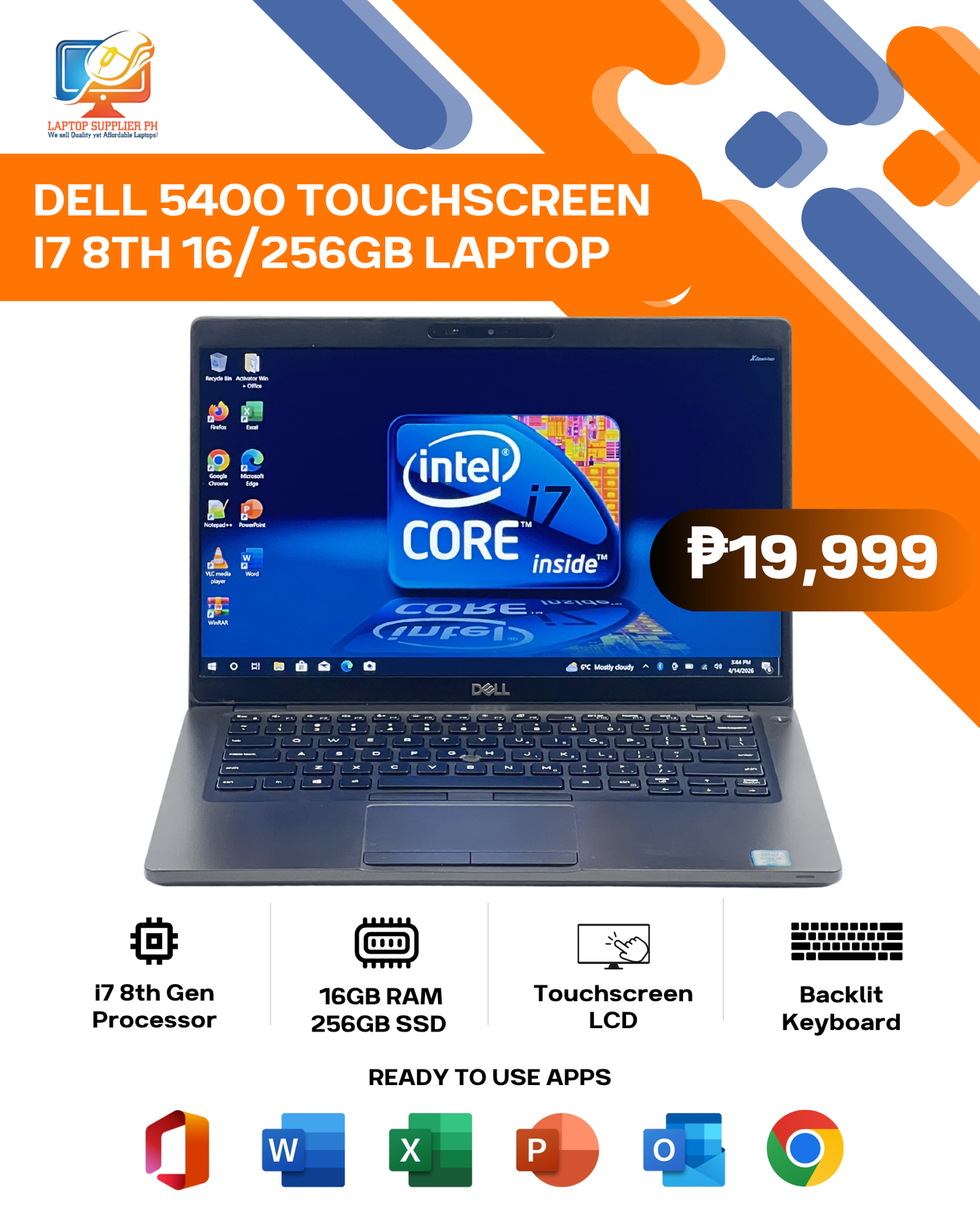 DELL 5400 TOUCHSCREEN I7 8TH 16/256GB NETBOOK