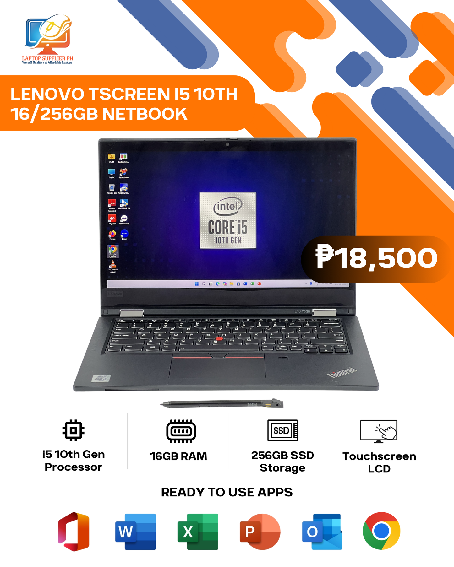 LENOVO TOUCHSCREEN I5 10TH 16/256GB NETBOOK