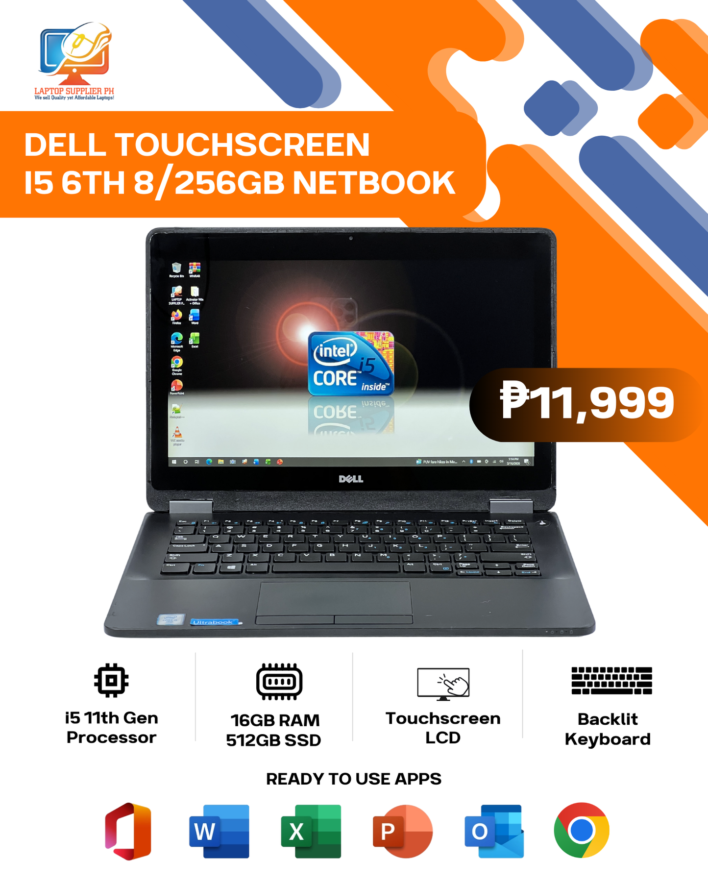 DELL TOUCHSCREEN I5 6TH 8/256GB NETBOOK