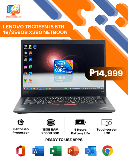 LENOVO TOUCHSCREEN I5 8TH 16/256GB X390 NETBOOK