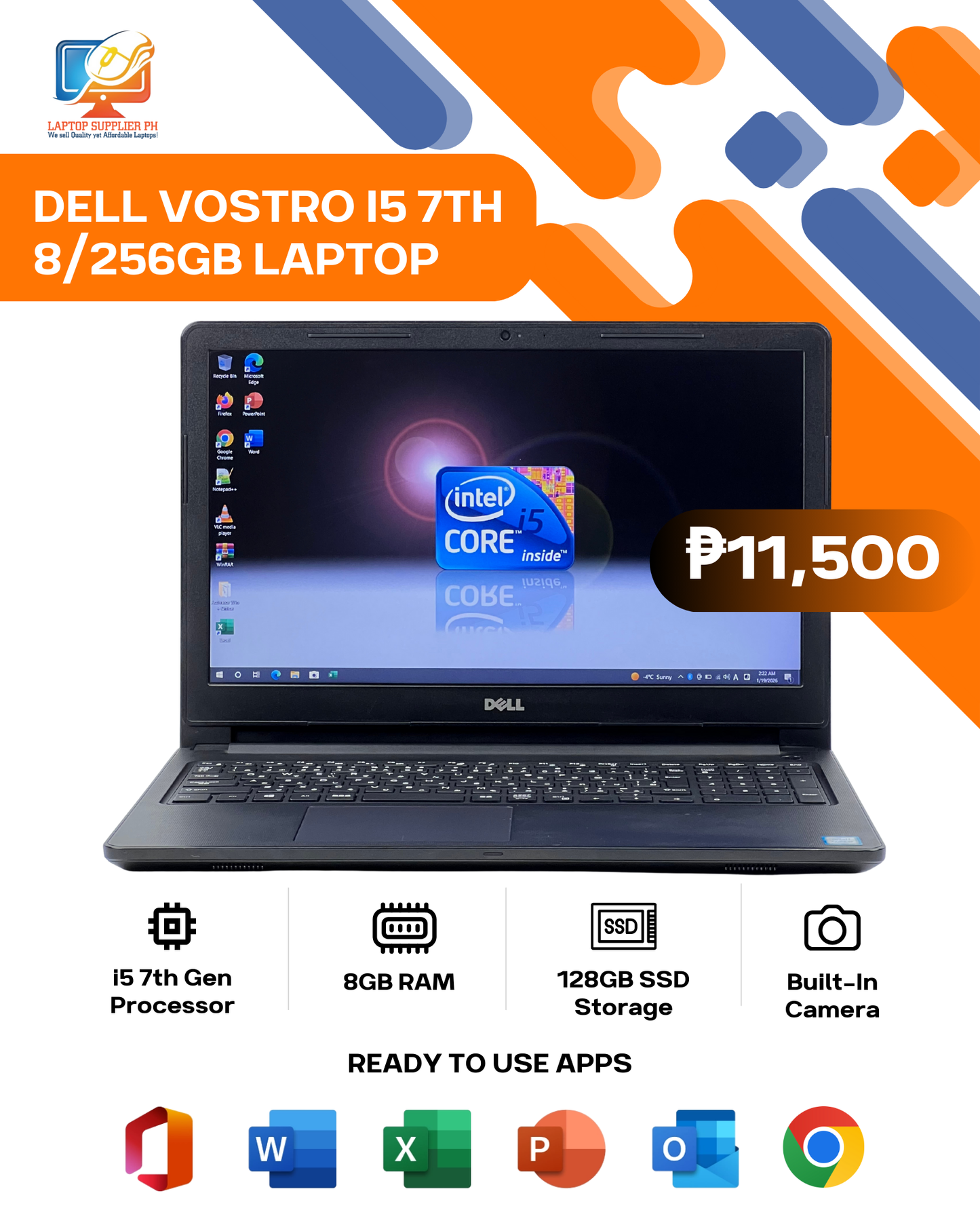 DELL VOSTRO I5 7TH 8/128GB LAPTOP