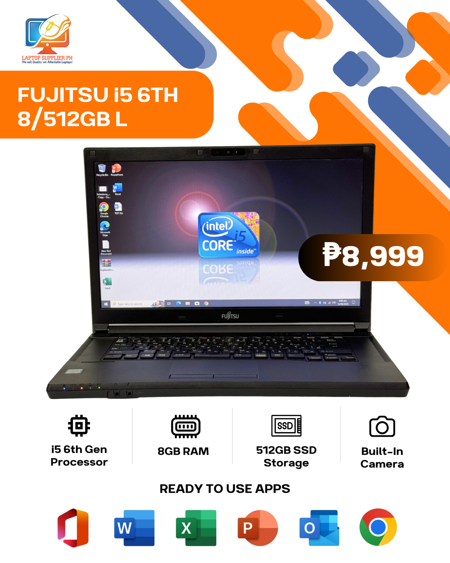 FUJITSU I5 6TH 8/512GB LAPTOP