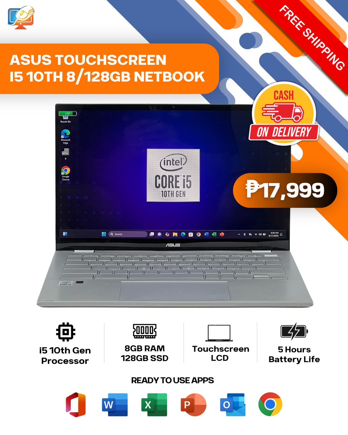 ASUS TOUCHSCREEN I5 10TH 8/128GB NETBOOK