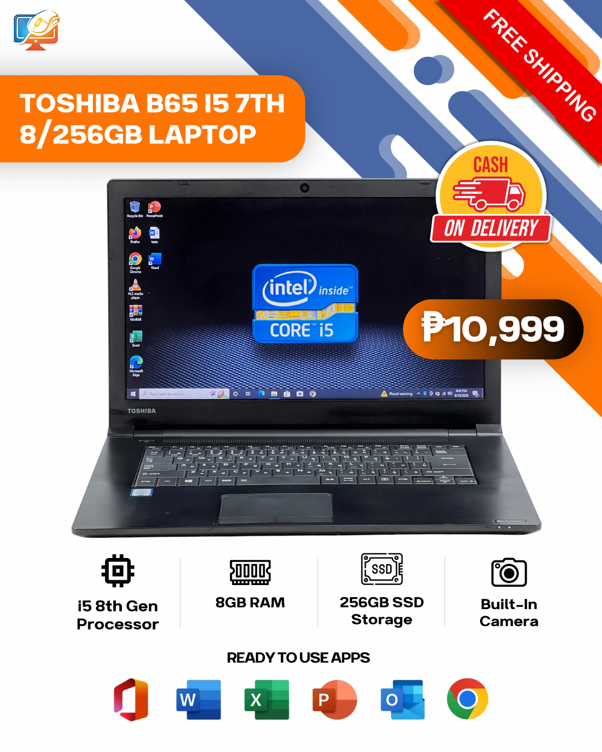 TOSHIBA B65 I5 7TH 8/256GB LAPTOP