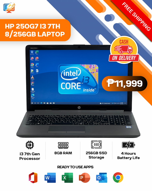 HP 250G7 I3 7TH 8/256GB LAPTOP