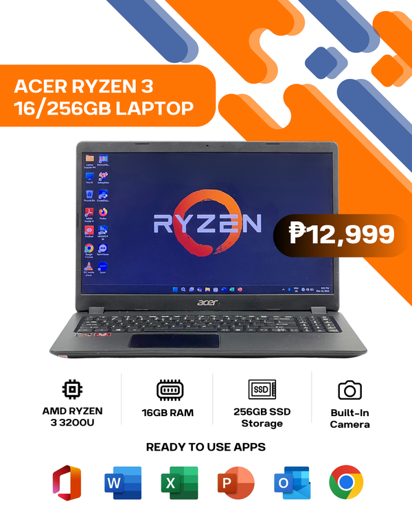 ACER RYZEN 3 16/256GB LAPTOP