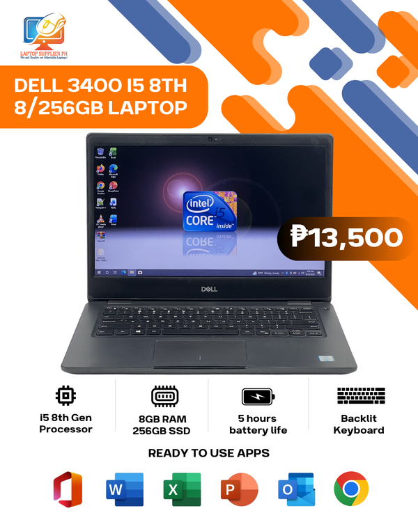 DELL 3400 I5 8TH 8/256GB LAPTOP
