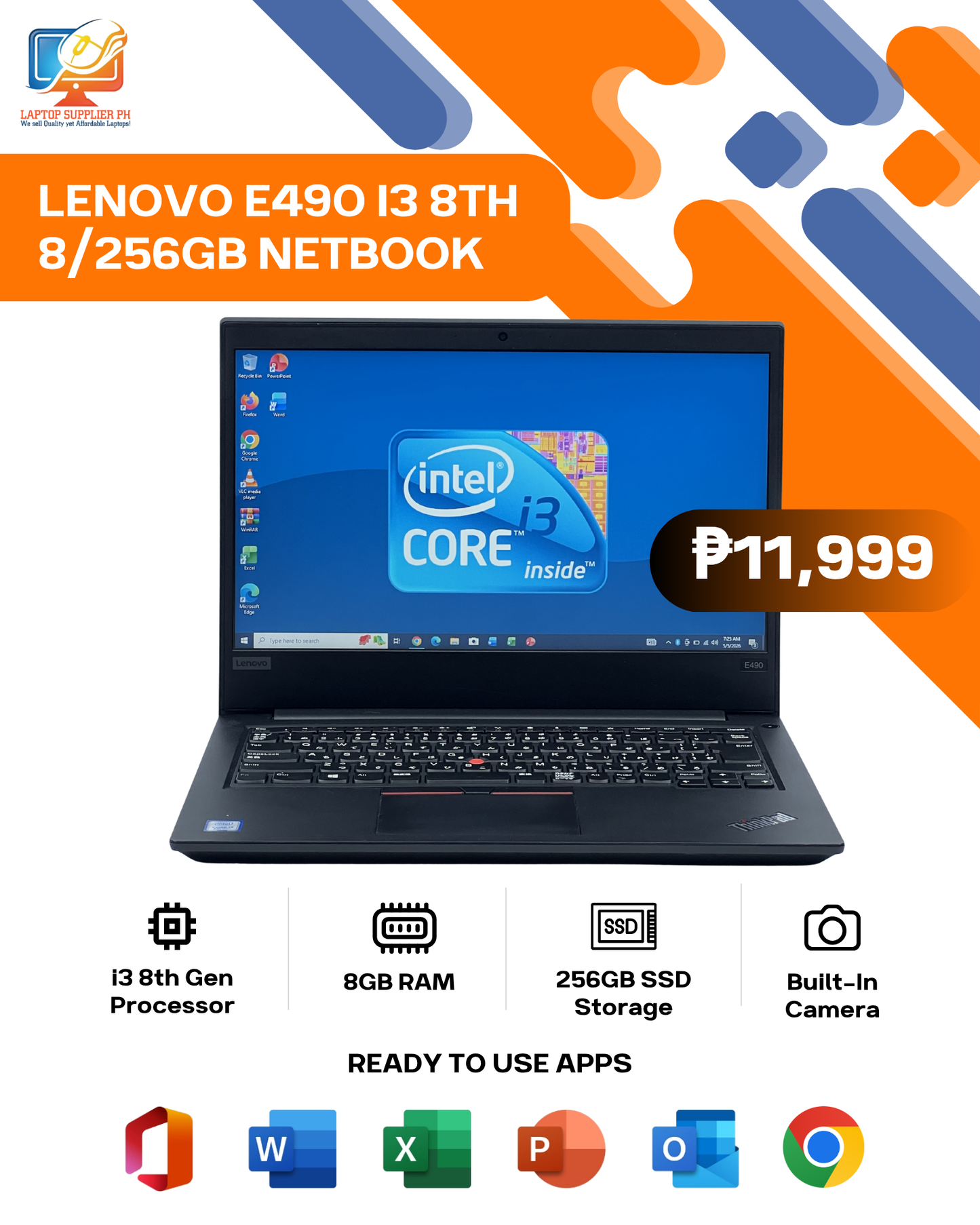 LENOVO E490 I3 8TH  8/256GB NETBOOK