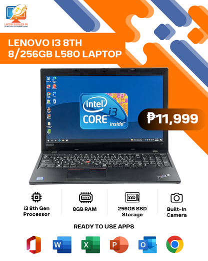 LENOVO I3 8TH 8/256GB L580 LAPTOP