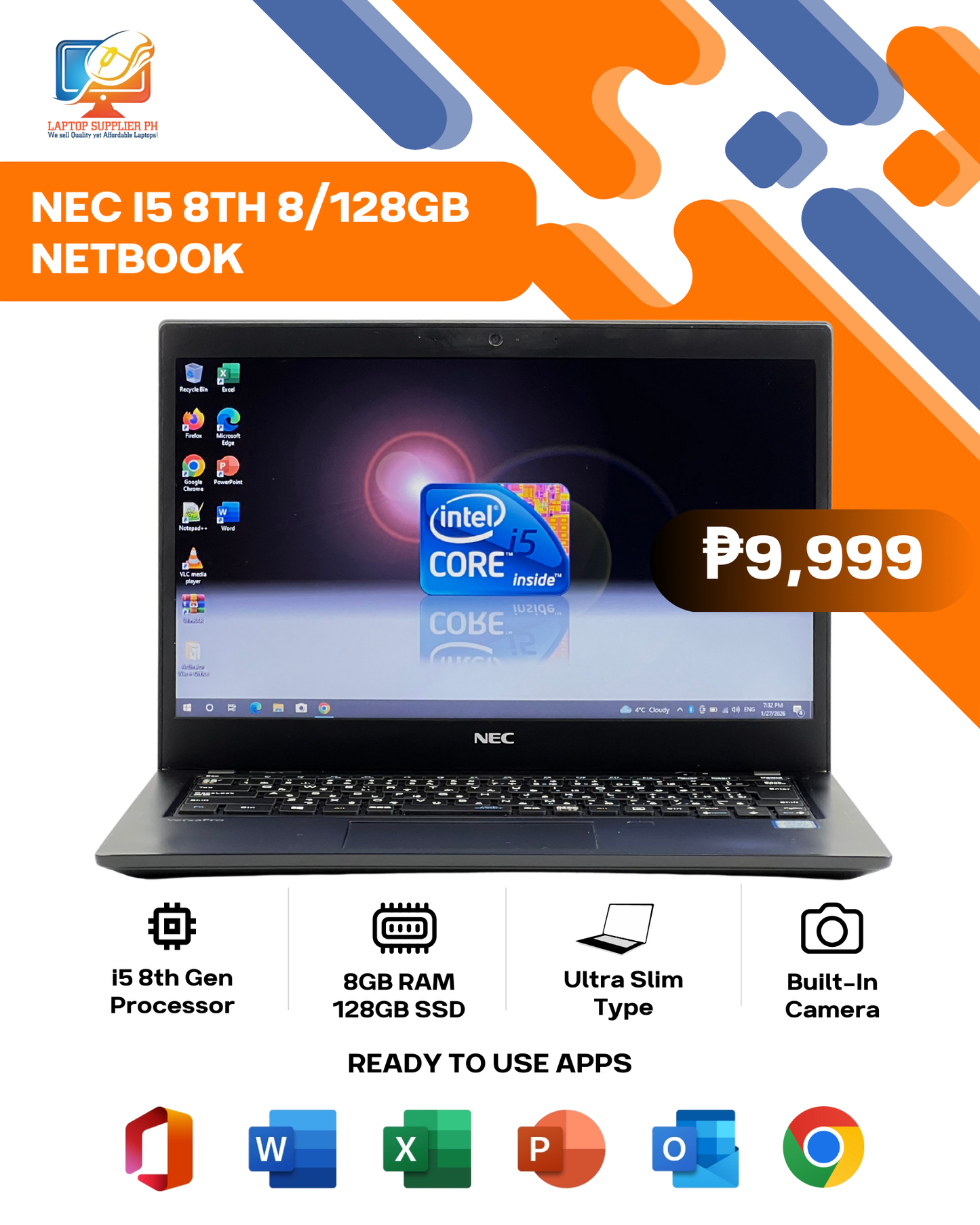 NEC I5 8TH 8/128GB NETBOOK ULTRA SLIM TYPE
