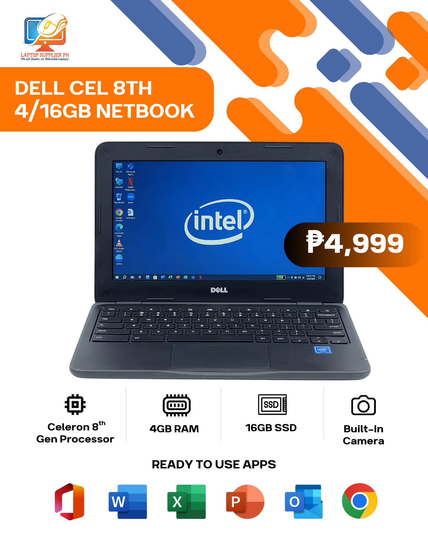DELL CEL 8TH 4/16GB NETBOOK