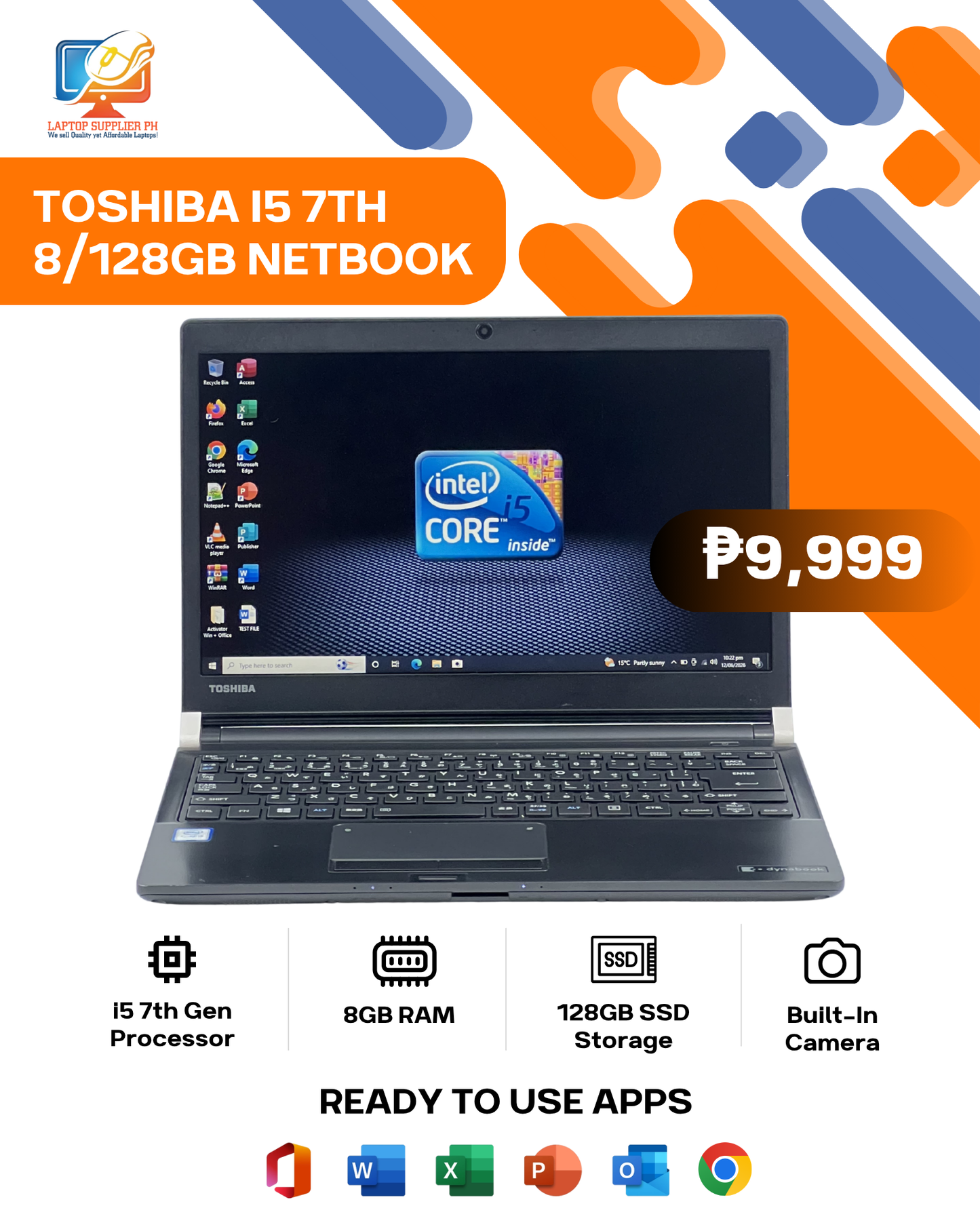 TOSHIBA R73 I5 7TH 8/128GB NETBOOK