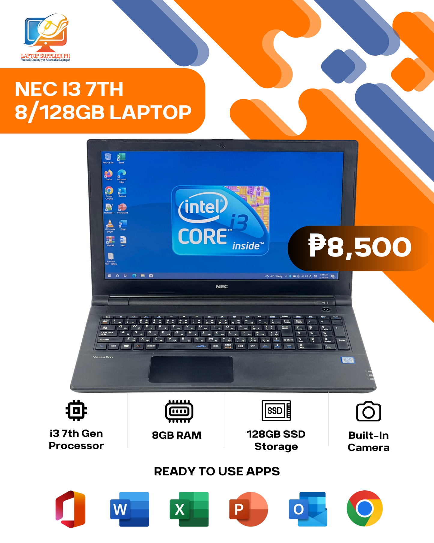 NEC I3 7TH 8/128GB LAPTOP