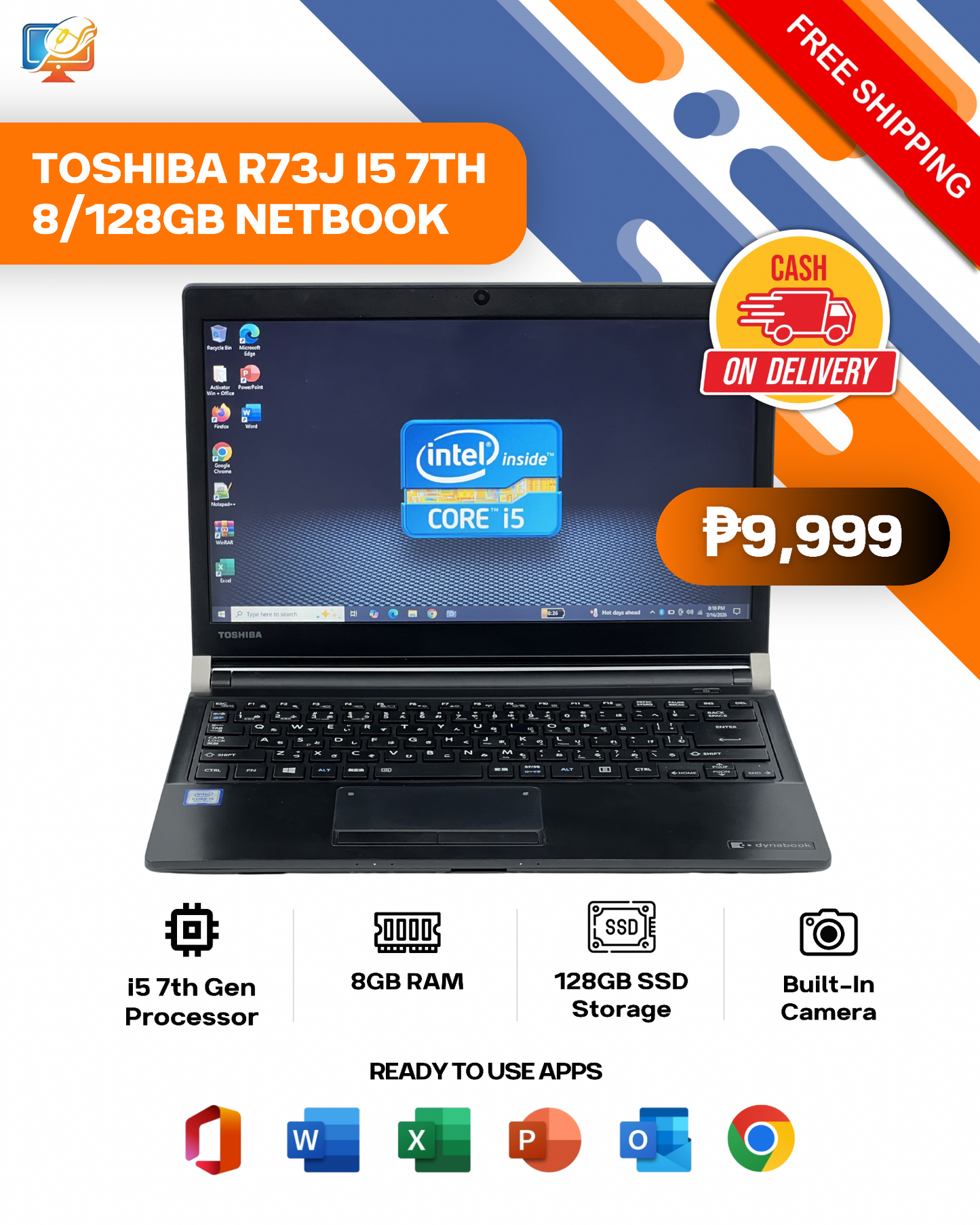TOSHIBA R73J I5 7TH 8/128GB NETBOOK