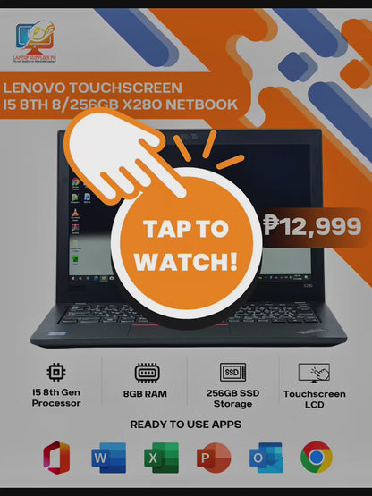 LENOVO TOUCHSCREEN I5 8TH 8/256GB X280 NETBOOK